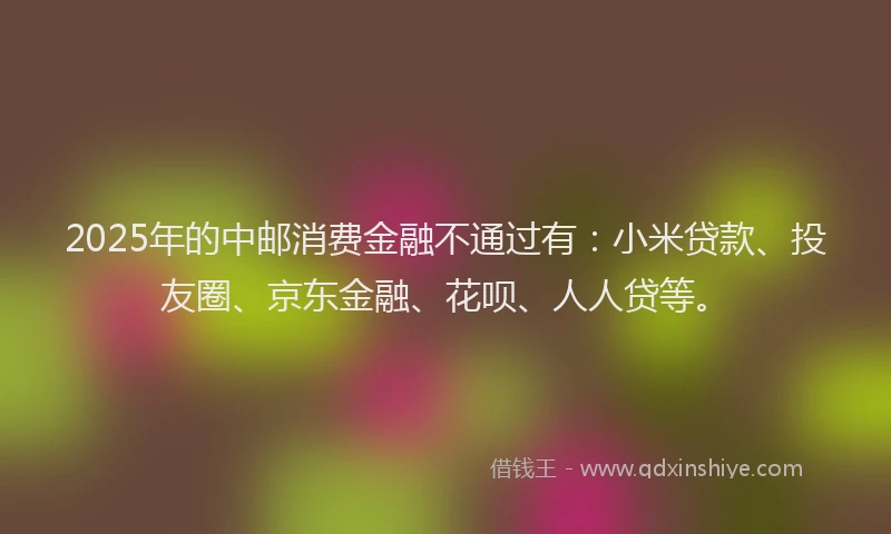 2025年的中邮消费金融不通过有：小米贷款、投友圈、京东金融、花呗、人人贷等。