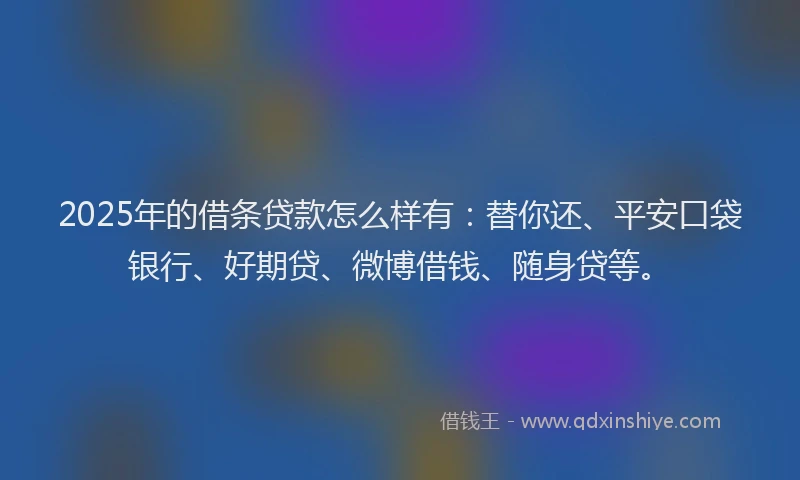 2025年的借条贷款怎么样有：替你还、平安口袋银行、好期贷、微博借钱、随身贷等。