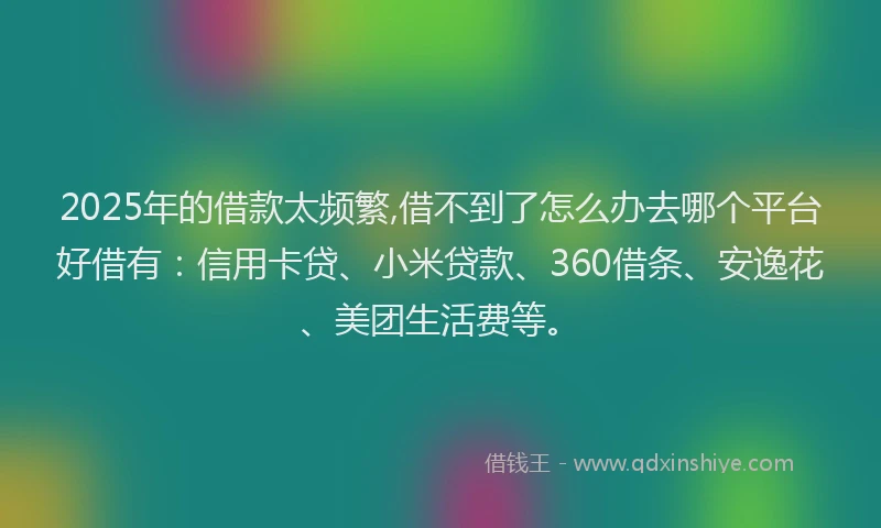 2025年的借款太频繁,借不到了怎么办去哪个平台好借有：信用卡贷、小米贷款、360借条、安逸花、美团生活费等。