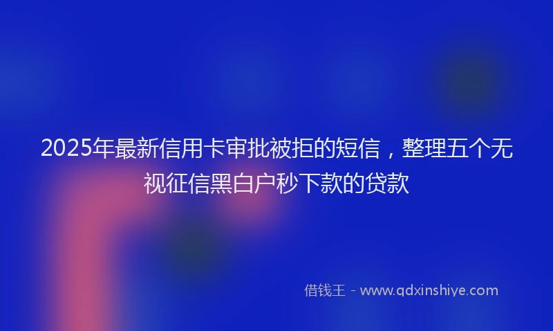 2025年最新信用卡审批被拒的短信，整理五个无视征信黑白户秒下款的贷款
