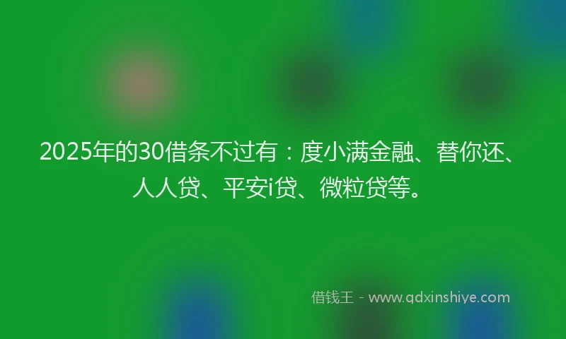 2025年的30借条不过有：度小满金融、替你还、人人贷、平安i贷、微粒贷等。