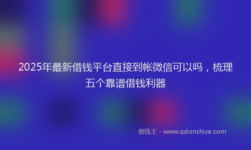 2025年最新借钱平台直接到帐微信可以吗，梳理五个靠谱借钱利器