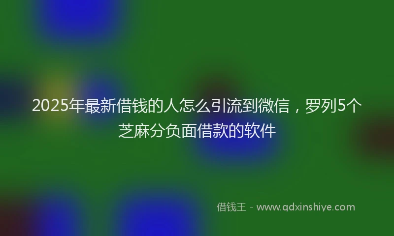 2025年最新借钱的人怎么引流到微信，罗列5个芝麻分负面借款的软件