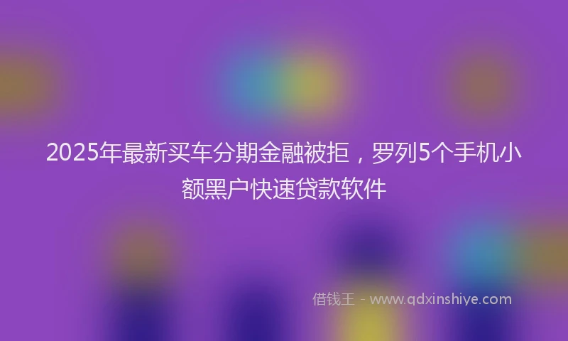 2025年最新买车分期金融被拒，罗列5个手机小额黑户快速贷款软件