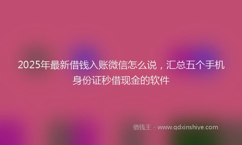 2025年最新借钱入账微信怎么说，汇总五个手机身份证秒借现金的软件