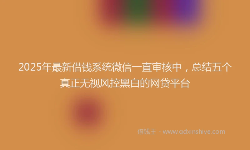 2025年最新借钱系统微信一直审核中，总结五个真正无视风控黑白的网贷平台