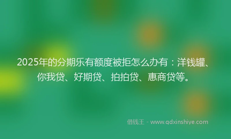 2025年的分期乐有额度被拒怎么办有：洋钱罐、你我贷、好期贷、拍拍贷、惠商贷等。