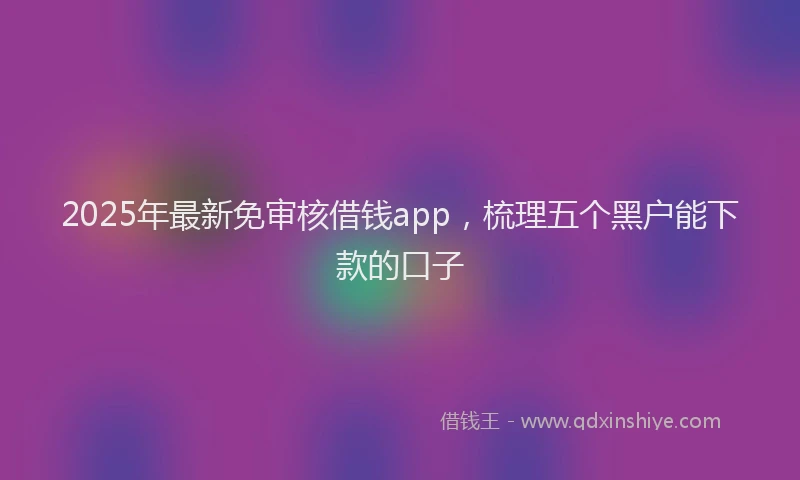 2025年最新免审核借钱app，梳理五个黑户能下款的口子