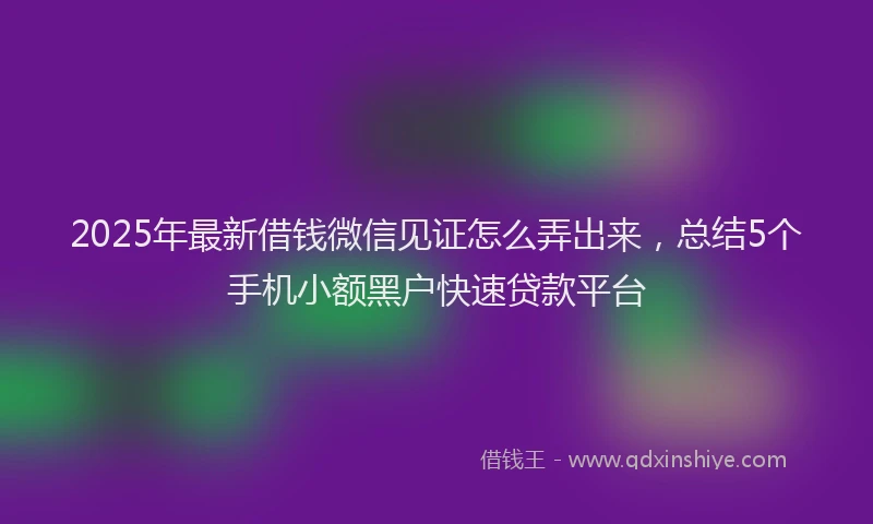 2025年最新借钱微信见证怎么弄出来，总结5个手机小额黑户快速贷款平台