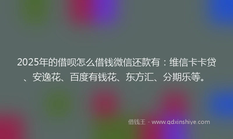 2025年的借呗怎么借钱微信还款有：维信卡卡贷、安逸花、百度有钱花、东方汇、分期乐等。