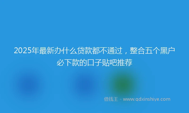 2025年最新办什么贷款都不通过，整合五个黑户必下款的口子贴吧推荐