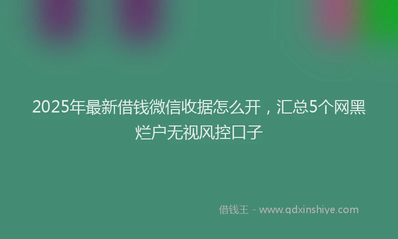 2025年最新借钱微信收据怎么开，汇总5个网黑烂户无视风控口子