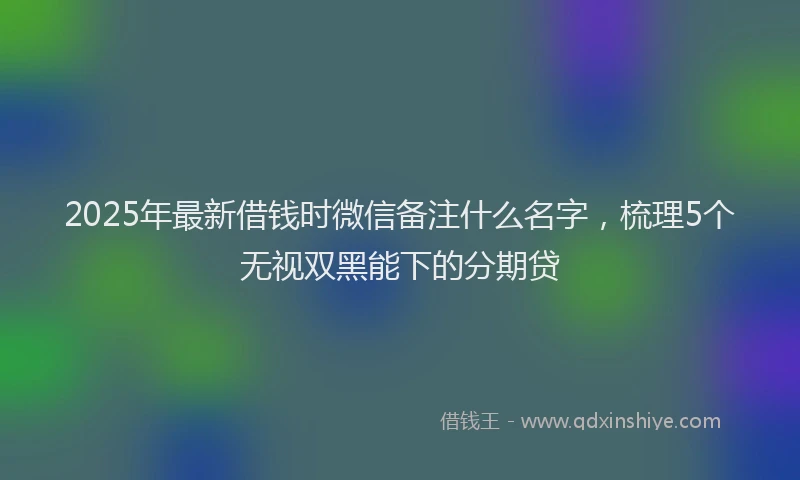 2025年最新借钱时微信备注什么名字，梳理5个无视双黑能下的分期贷