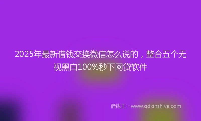 2025年最新借钱交换微信怎么说的，整合五个无视黑白100%秒下网贷软件