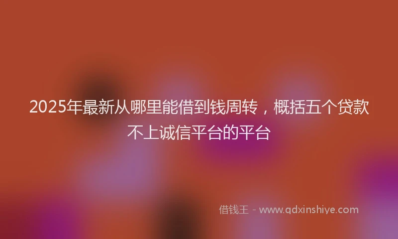 2025年最新从哪里能借到钱周转，概括五个贷款不上诚信平台的平台