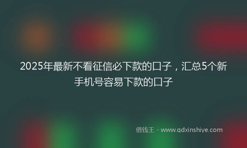 2025年最新不看征信必下款的口子，汇总5个新手机号容易下款的口子