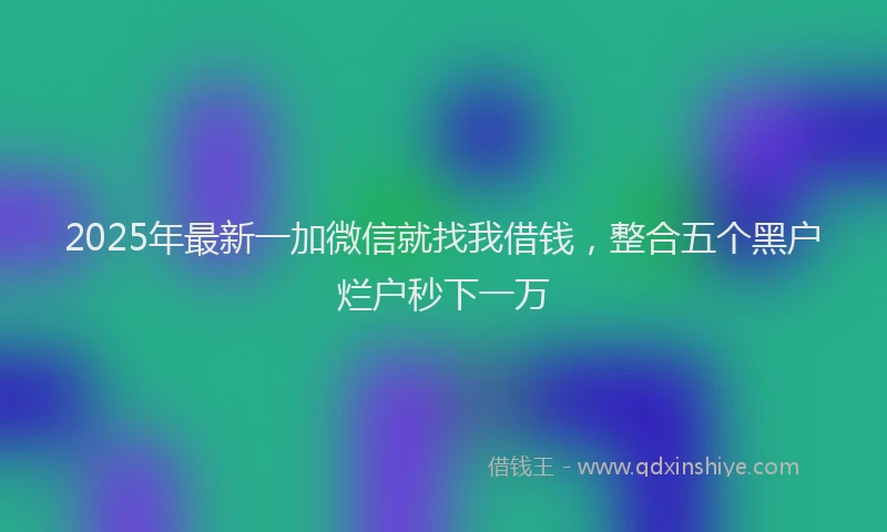 2025年最新一加微信就找我借钱，整合五个黑户烂户秒下一万
