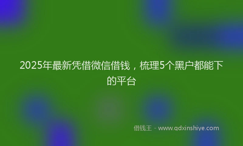 2025年最新凭借微信借钱，梳理5个黑户都能下的平台