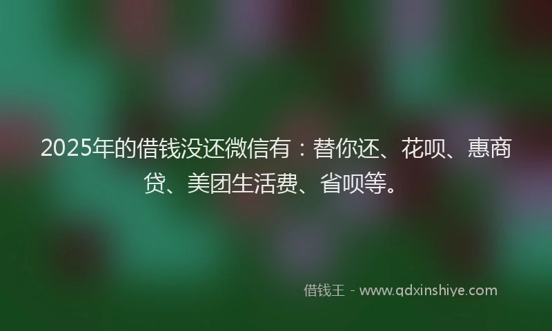 2025年的借钱没还微信有：替你还、花呗、惠商贷、美团生活费、省呗等。