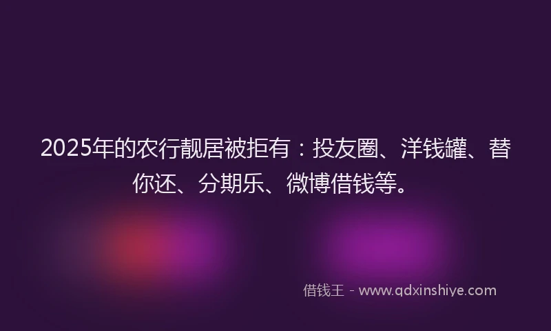 2025年的农行靓居被拒有：投友圈、洋钱罐、替你还、分期乐、微博借钱等。