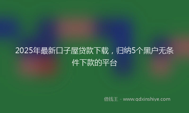 2025年最新口子屋贷款下载，归纳5个黑户无条件下款的平台
