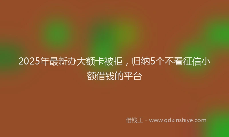 2025年最新办大额卡被拒，归纳5个不看征信小额借钱的平台