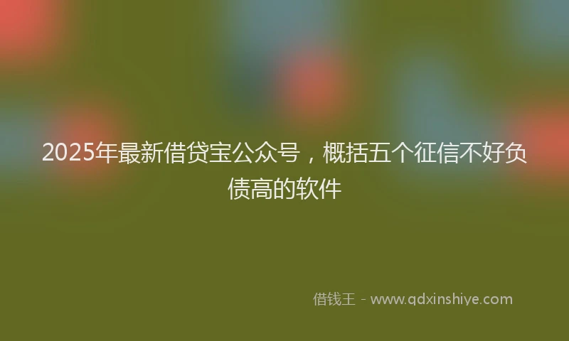2025年最新借贷宝公众号，概括五个征信不好负债高的软件