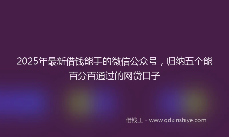 2025年最新借钱能手的微信公众号，归纳五个能百分百通过的网贷口子