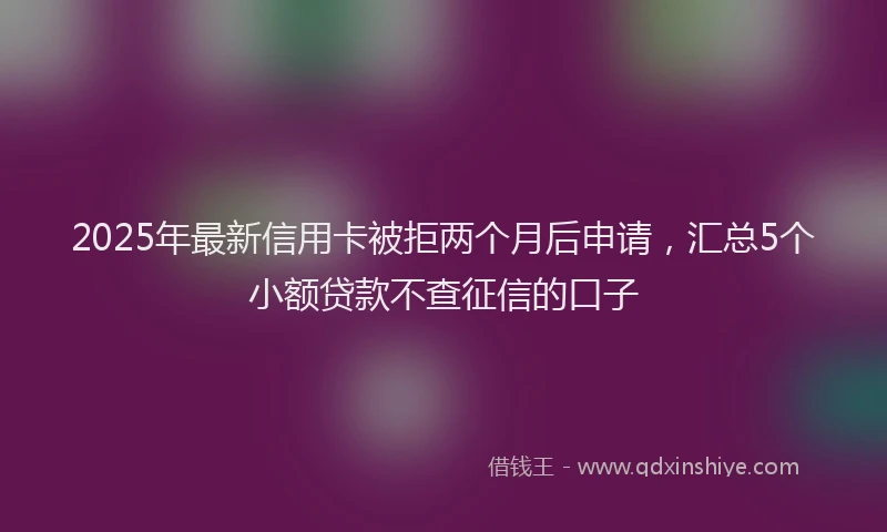 2025年最新信用卡被拒两个月后申请，汇总5个小额贷款不查征信的口子