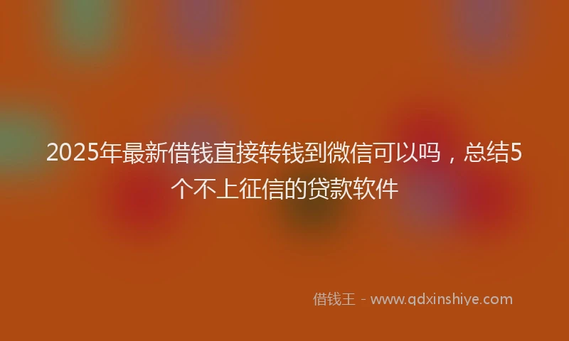 2025年最新借钱直接转钱到微信可以吗，总结5个不上征信的贷款软件