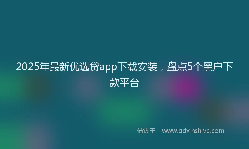 2025年最新优选贷app下载安装，盘点5个黑户下款平台