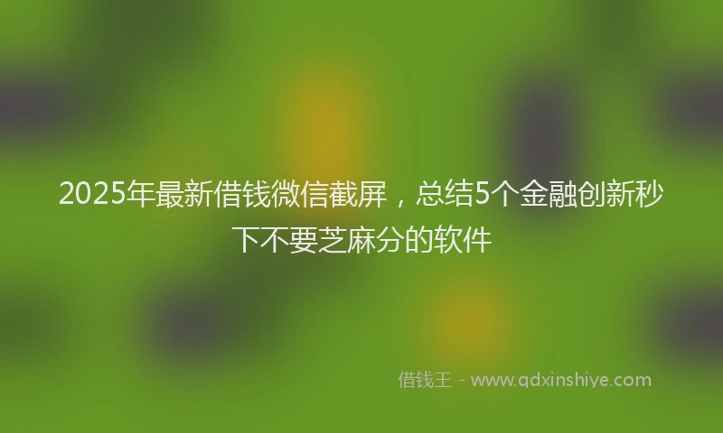 2025年最新借钱微信截屏，总结5个金融创新秒下不要芝麻分的软件