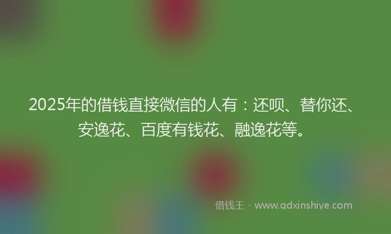 2025年的借钱直接微信的人有：还呗、替你还、安逸花、百度有钱花、融逸花等。