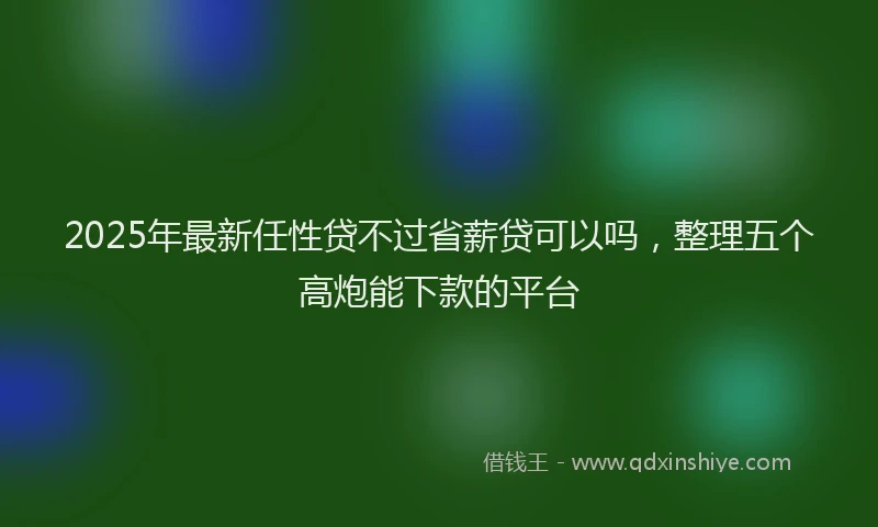 2025年最新任性贷不过省薪贷可以吗，整理五个高炮能下款的平台