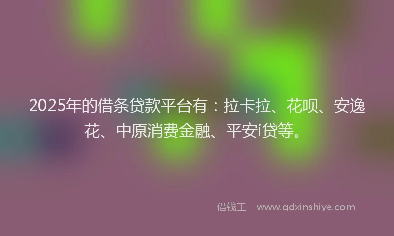 2025年的借条贷款平台有：拉卡拉、花呗、安逸花、中原消费金融、平安i贷等。