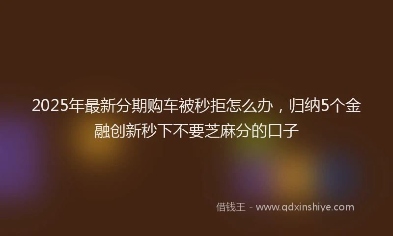 2025年最新分期购车被秒拒怎么办，归纳5个金融创新秒下不要芝麻分的口子