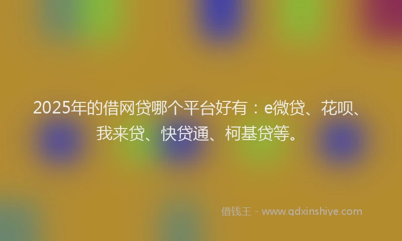 2025年的借网贷哪个平台好有：e微贷、花呗、我来贷、快贷通、柯基贷等。