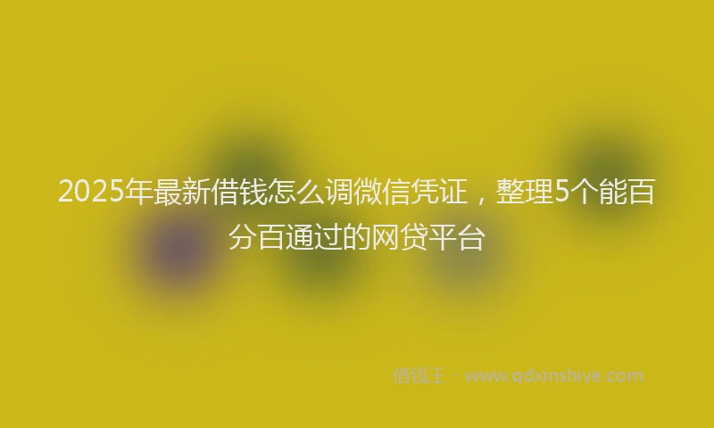 2025年最新借钱怎么调微信凭证，整理5个能百分百通过的网贷平台