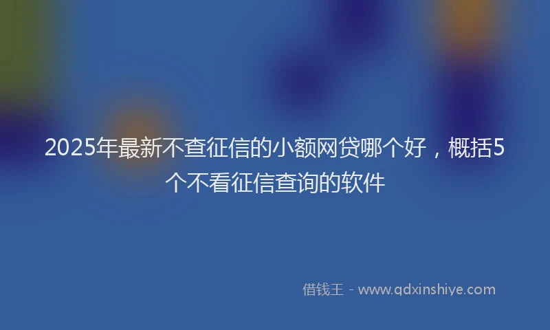 2025年最新不查征信的小额网贷哪个好，概括5个不看征信查询的软件