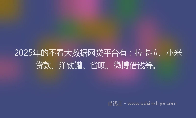 2025年的不看大数据网贷平台有：拉卡拉、小米贷款、洋钱罐、省呗、微博借钱等。