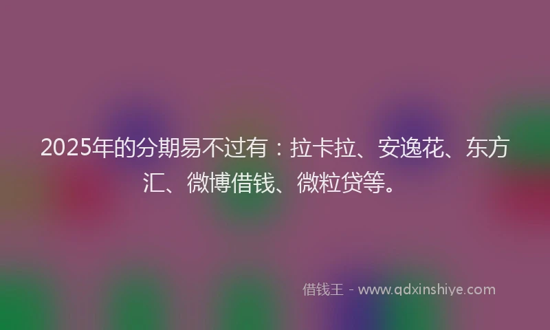 2025年的分期易不过有：拉卡拉、安逸花、东方汇、微博借钱、微粒贷等。