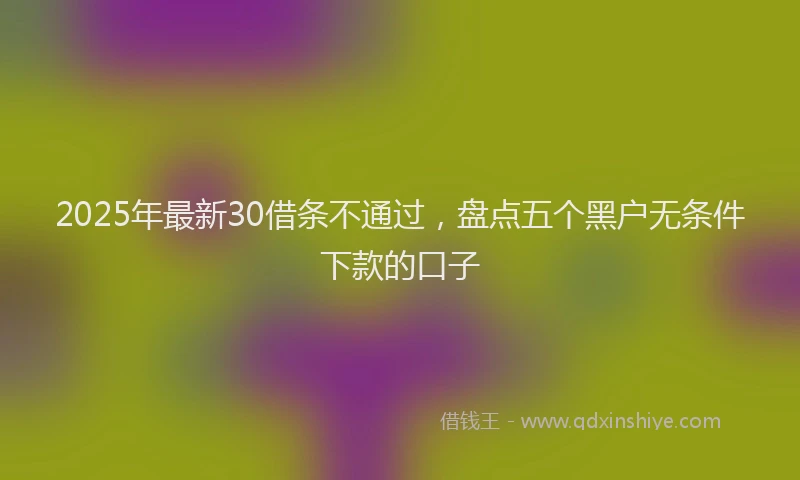 2025年最新30借条不通过，盘点五个黑户无条件下款的口子