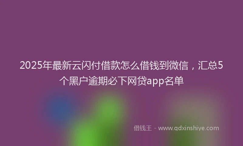 2025年最新云闪付借款怎么借钱到微信，汇总5个黑户逾期必下网贷app名单