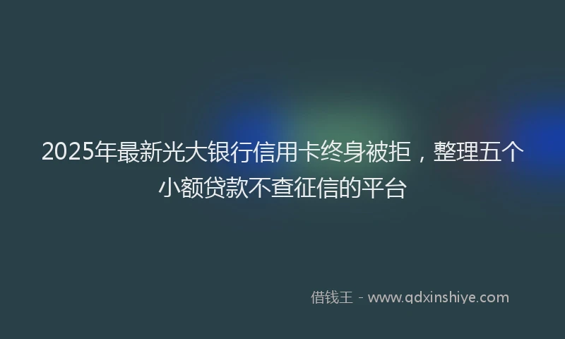 2025年最新光大银行信用卡终身被拒，整理五个小额贷款不查征信的平台