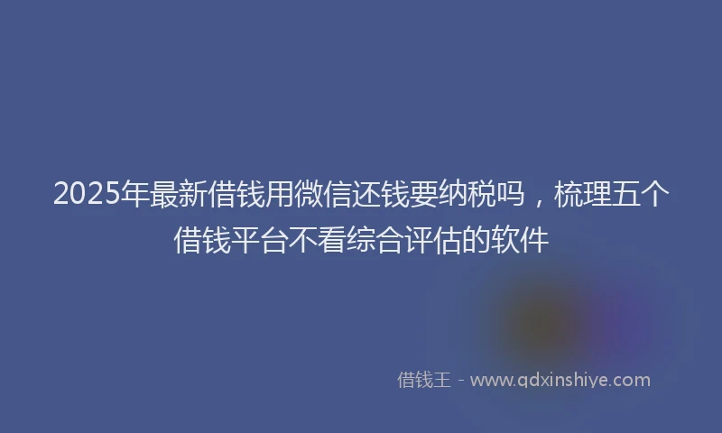 2025年最新借钱用微信还钱要纳税吗，梳理五个借钱平台不看综合评估的软件