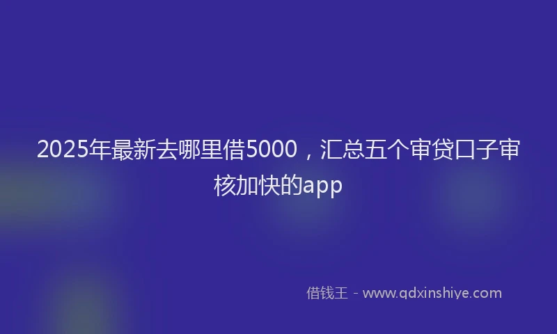2025年最新去哪里借5000，汇总五个审贷口子审核加快的app
