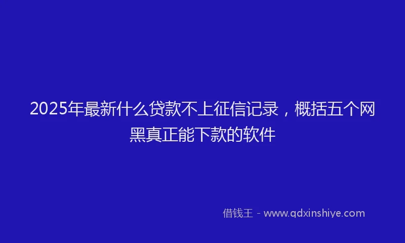 2025年最新什么贷款不上征信记录，概括五个网黑真正能下款的软件