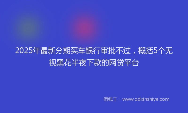 2025年最新分期买车银行审批不过，概括5个无视黑花半夜下款的网贷平台