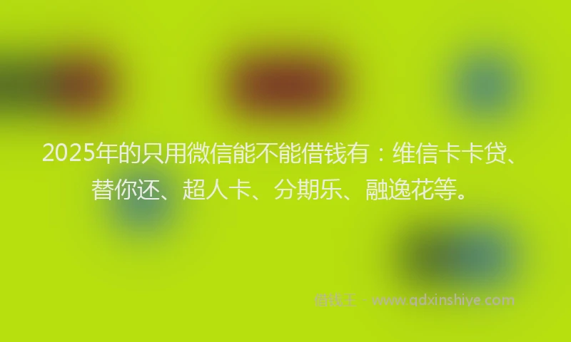 2025年的只用微信能不能借钱有：维信卡卡贷、替你还、超人卡、分期乐、融逸花等。