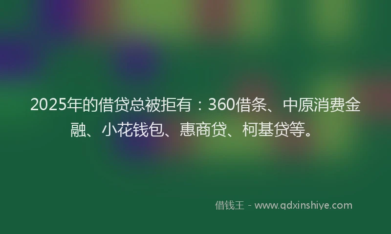 2025年的借贷总被拒有：360借条、中原消费金融、小花钱包、惠商贷、柯基贷等。
